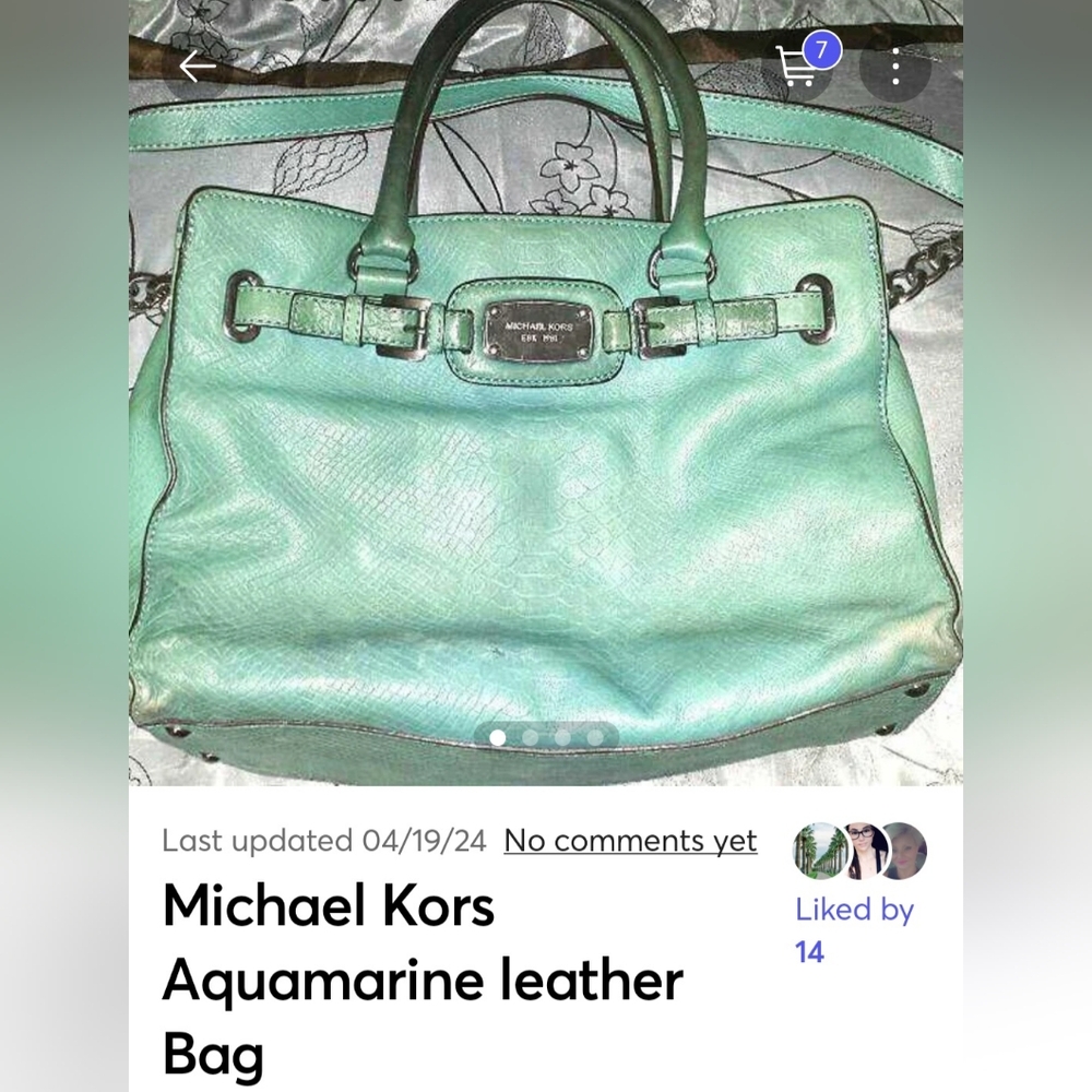 Michael Kors Aquamarine Leather Bag Purse Handbag - Picture 3 of 10